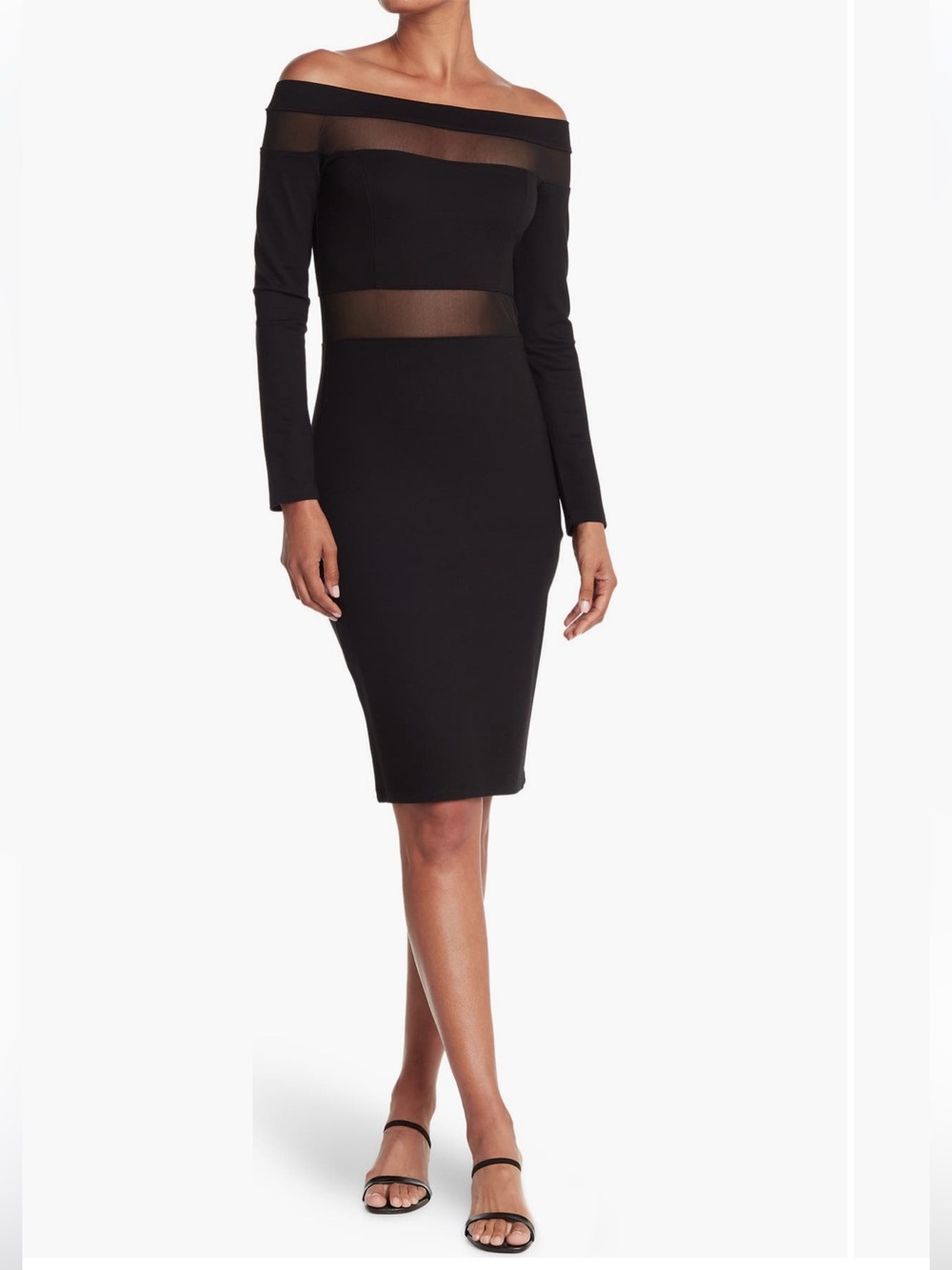 BY DESIGN Love by Design Off-the-Shoulder Mesh
Panel Bodycon Dress